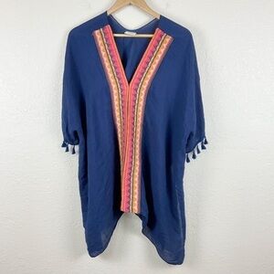 Anna &‎ Ava Embroidered V-Neck Short Sleeve Poncho Coverup One Size Women